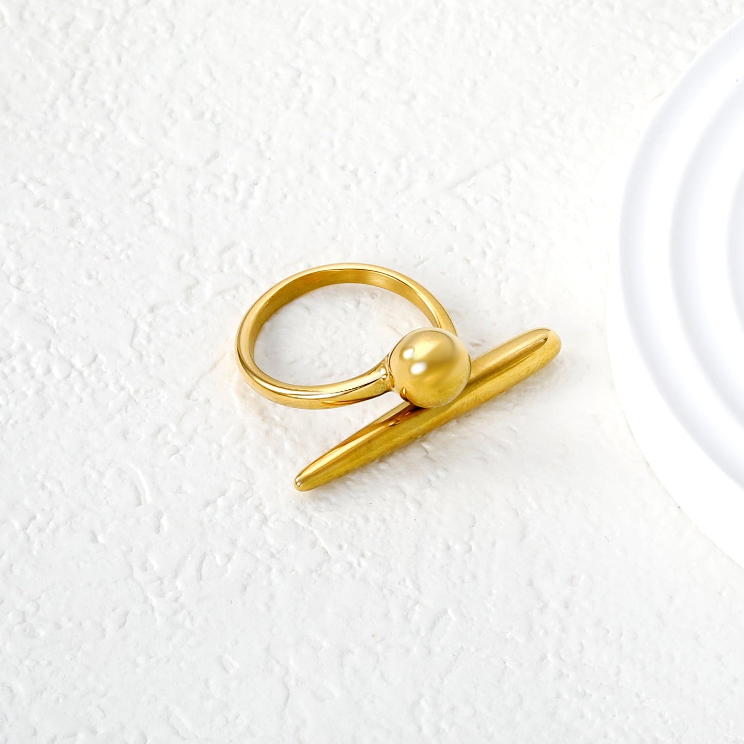12mm Gold Open Ring with Sphere & Bar Accents asonjewelry