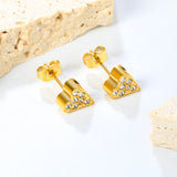 3 pairs of 8*9mm heart-shaped white diamond stud earrings Gold