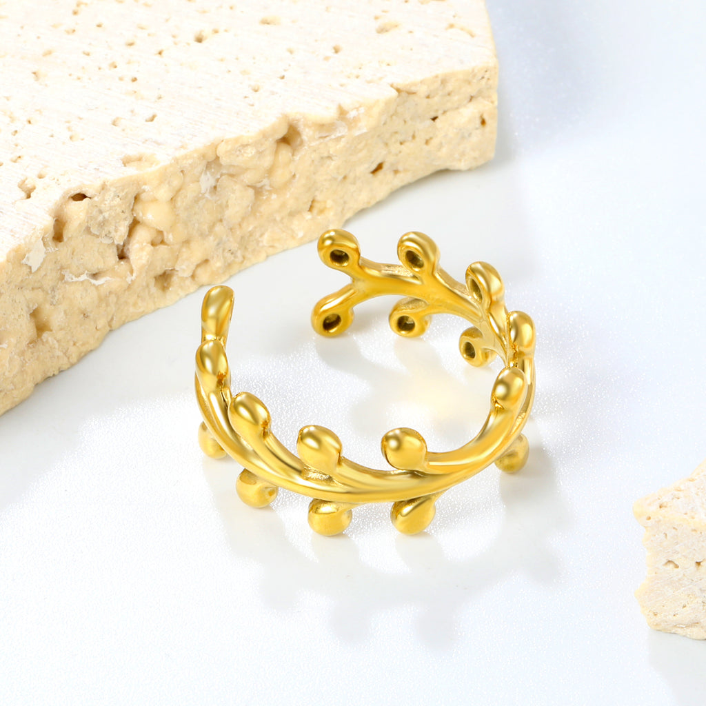 Oval Link Stainless Steel Open Ring - Modern Minimalist Design