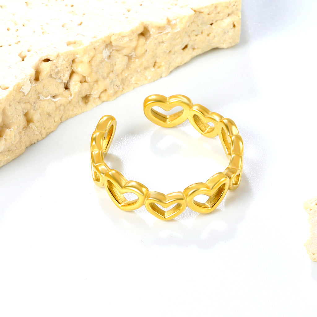 Star Pattern SS Open Ring - Trendy Star-Circle Cutout Style