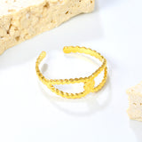 Star-Center Open Ring - Stainless Steel Retro-Modern Glam