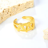 Heart-Shaped SS Open Ring - Romantic Gold-Tone Hollow Motif