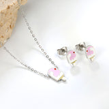 Ice-cream Set Steel / Gold Earrings: 5.9*10.2mm Pendant: 6.9*12mm 0.3 Cross Chain 42+5cm+6mm Round Plaque
