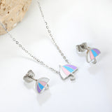 Umbrella set steel color/golden stud earrings: 9.3*10.3mm pendant: 11*12.1mm0.3 cross chain 42+5cm+6mm round plate