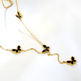 12.5*9mm 4 Butterfly Green/Black/White/Red Shell Pendant Necklace 43+5cm+3*10.3mm Square Plaque Necklace Golden