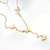 12.5*9mm 4 Butterfly Green/Black/White/Red Shell Pendant Necklace 43+5cm+3*10.3mm Square Plaque Necklace Golden