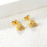 3 pairs of 8*9mm heart-shaped white diamond stud earrings Gold