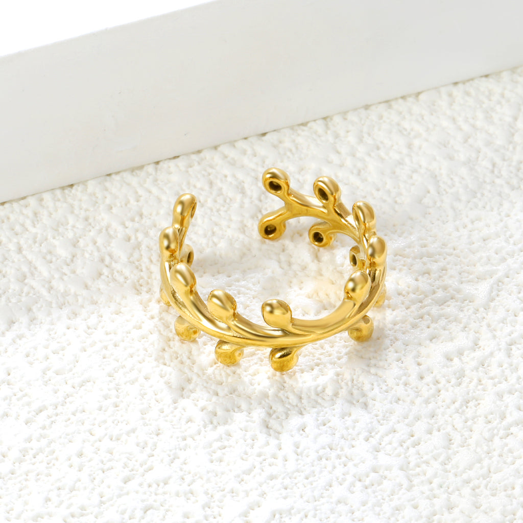 Oval Link Stainless Steel Open Ring - Modern Minimalist Design