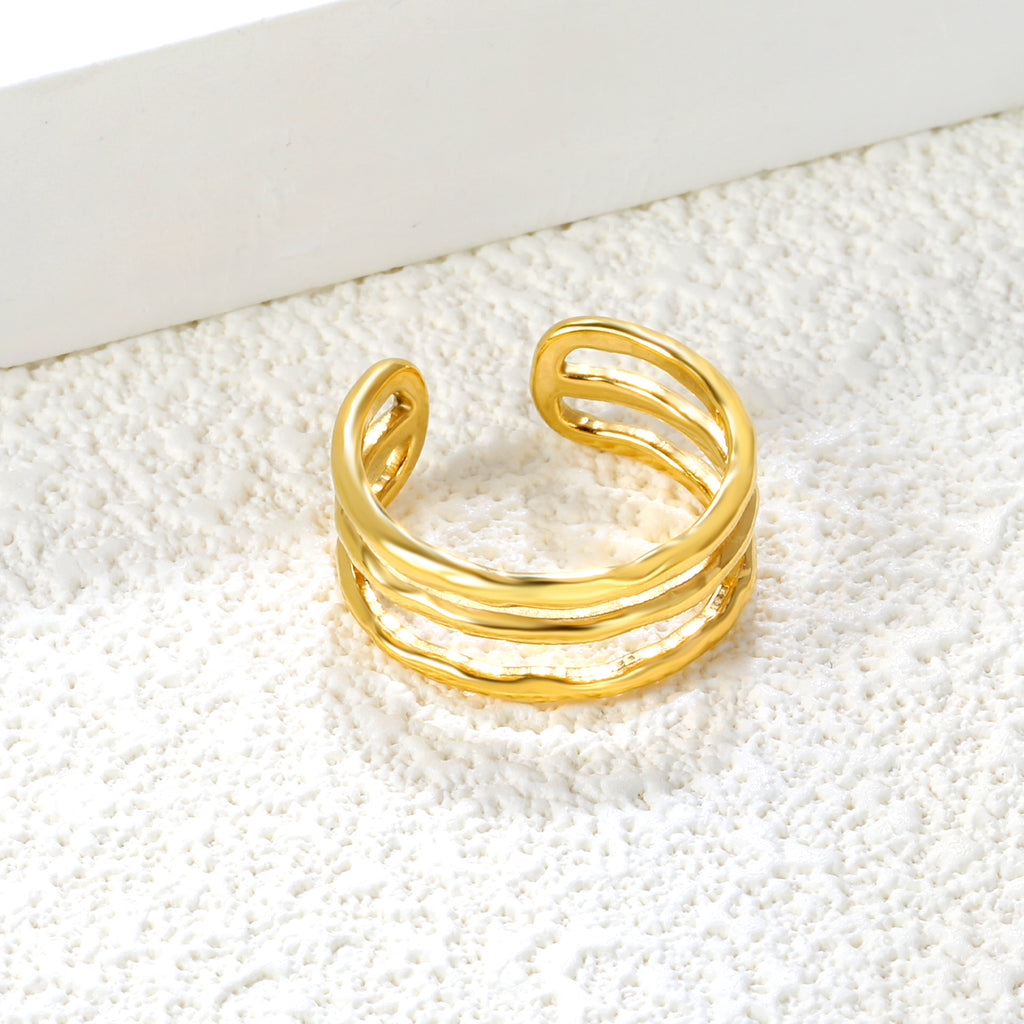 Spiral Link Open Ring - Stainless Steel Unique Layered Style