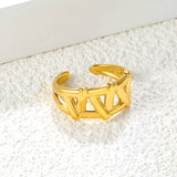 Heart-Shaped SS Open Ring - Romantic Gold-Tone Hollow Motif