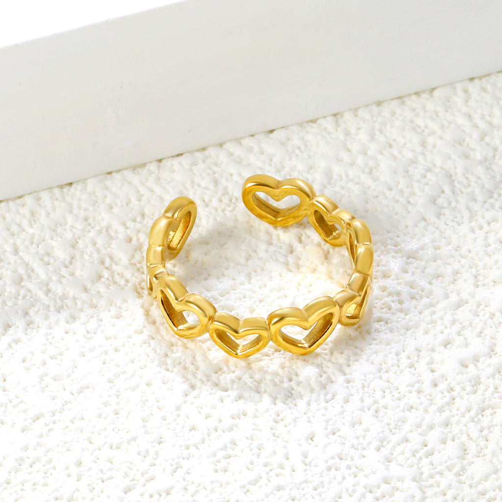 Star Pattern SS Open Ring - Trendy Star-Circle Cutout Style