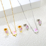 Ice-cream Set Steel / Gold Earrings: 5.9*10.2mm Pendant: 6.9*12mm 0.3 Cross Chain 42+5cm+6mm Round Plaque
