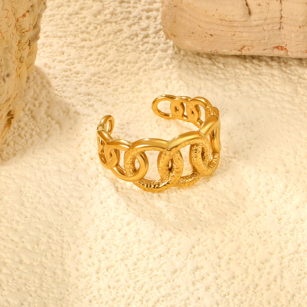 Golden Spiral Link SS Open Ring (Layered Spiral)