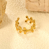 Oval Link Stainless Steel Open Ring - Modern Minimalist Design