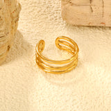 Spiral Link Open Ring - Stainless Steel Unique Layered Style