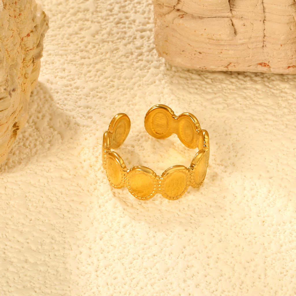 Leaf Design Open Ring - Stainless Steel Nature-Inspired Elegance