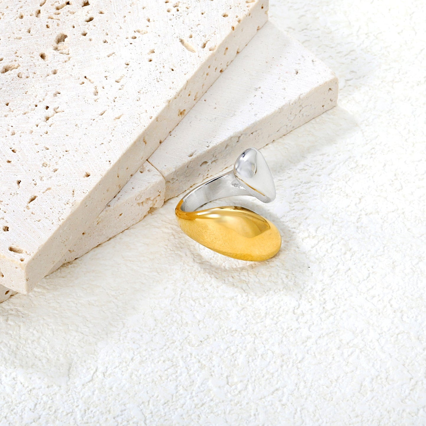 24mm Two - Tone Open Ring with Double Snake - Head Motif asonjewelry