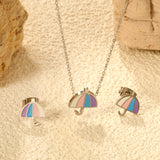 Umbrella set steel color/golden stud earrings: 9.3*10.3mm pendant: 11*12.1mm0.3 cross chain 42+5cm+6mm round plate
