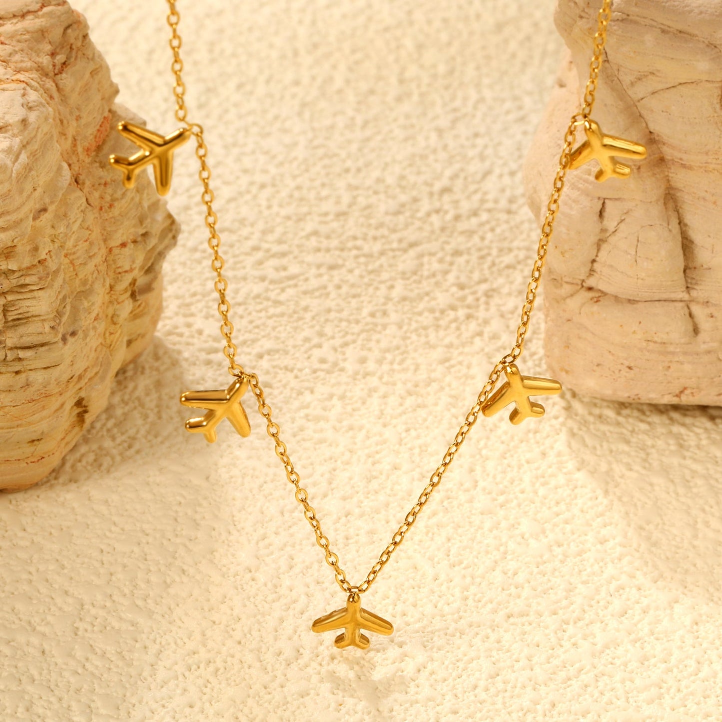 8.2 x 9 mm airplane accessory 0.3 cross chain 40+5 cm + 6 mm necklace gold asonjewelry