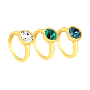 Wholesale 18K Gold Plated Solitaire Gemstone Ring Set Hypoallergenic