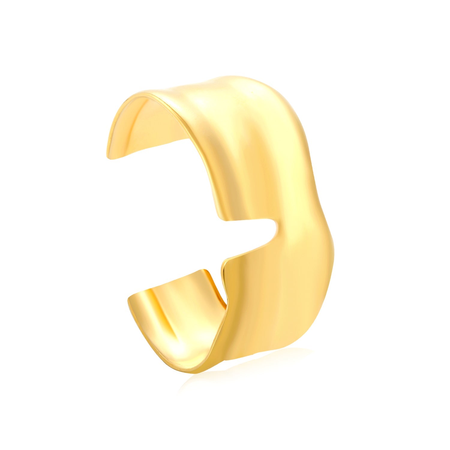 35mm Width 60mm Inner Diameter Irregular Wide Polished V-Shape Cuff Bracelet Gold asonjewelry