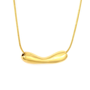 35.7*9.5mm Hollow Smile-Shaped Pendant 1.2mm Round Snake Chain 40+5cm + 6mm Round End Cap Necklace Steel/Gold