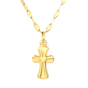 9.5*15mm Vintage Cross Lip Chain 40+5cm+6mm Round Tag Necklace Gold