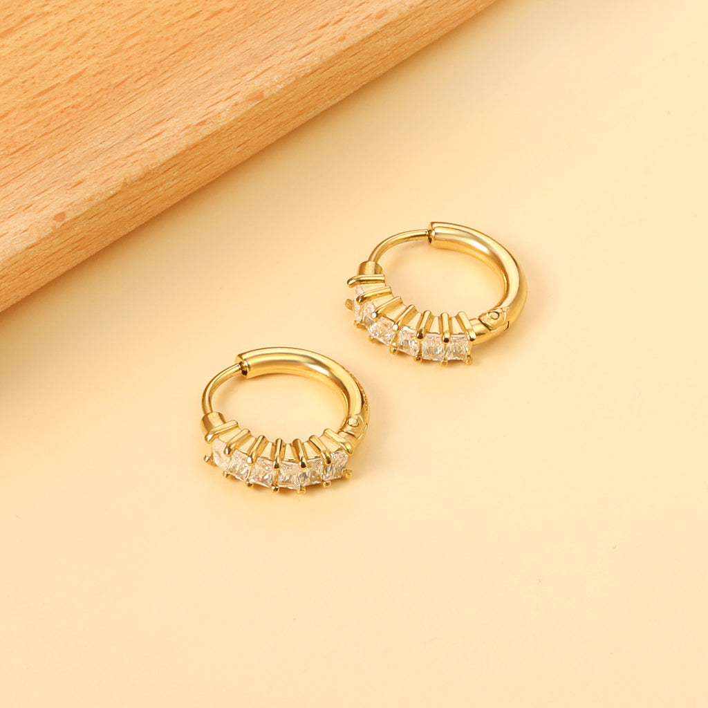 6pcs rectangle white diamond ear clips 2.5*15.5mm