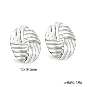 16*19.5mm Oval with Braided Earrings Steel Color