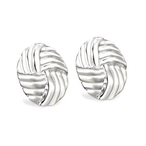 16*19.5mm Oval with Braided Earrings Steel Color