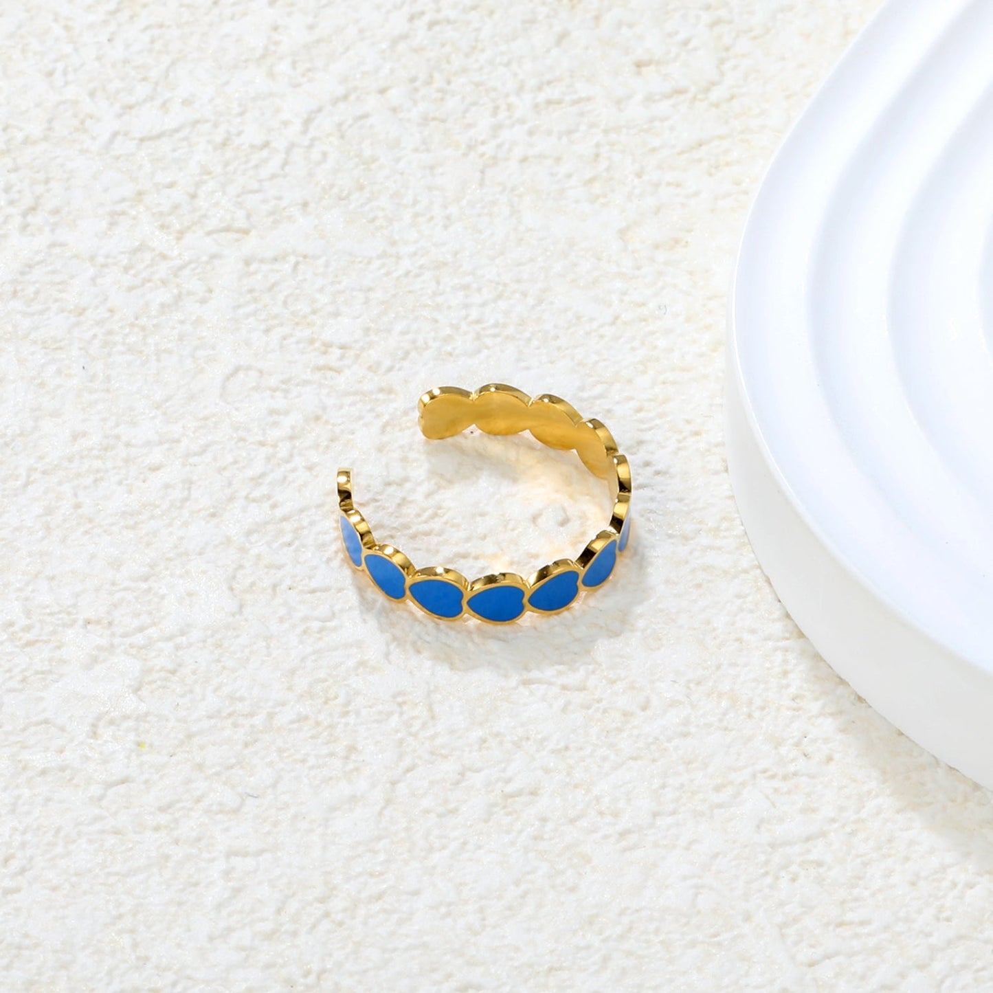 Wholesale 18K Gold Plated Enamel Heart Cuff Bracelet Set Hypoallergenic asonjewelry