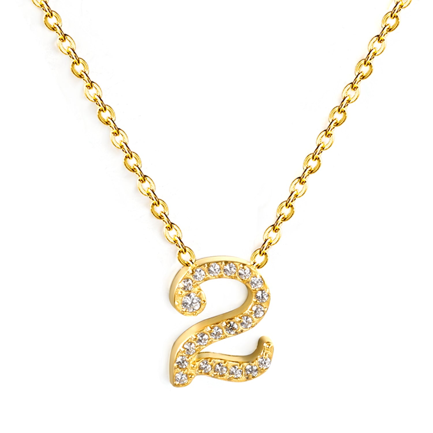 1-9 Arabic Numerals with White Diamonds Pendant Necklace 41+5cm asonjewelry