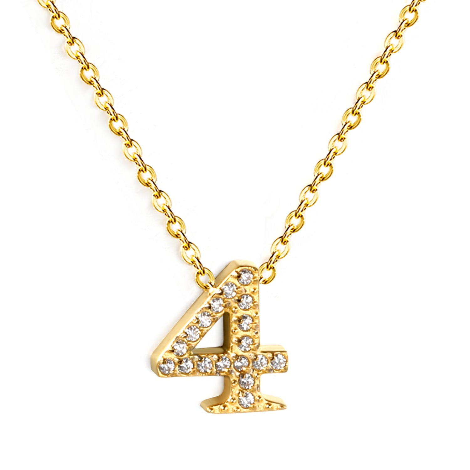 1-9 Arabic Numerals with White Diamonds Pendant Necklace 41+5cm asonjewelry