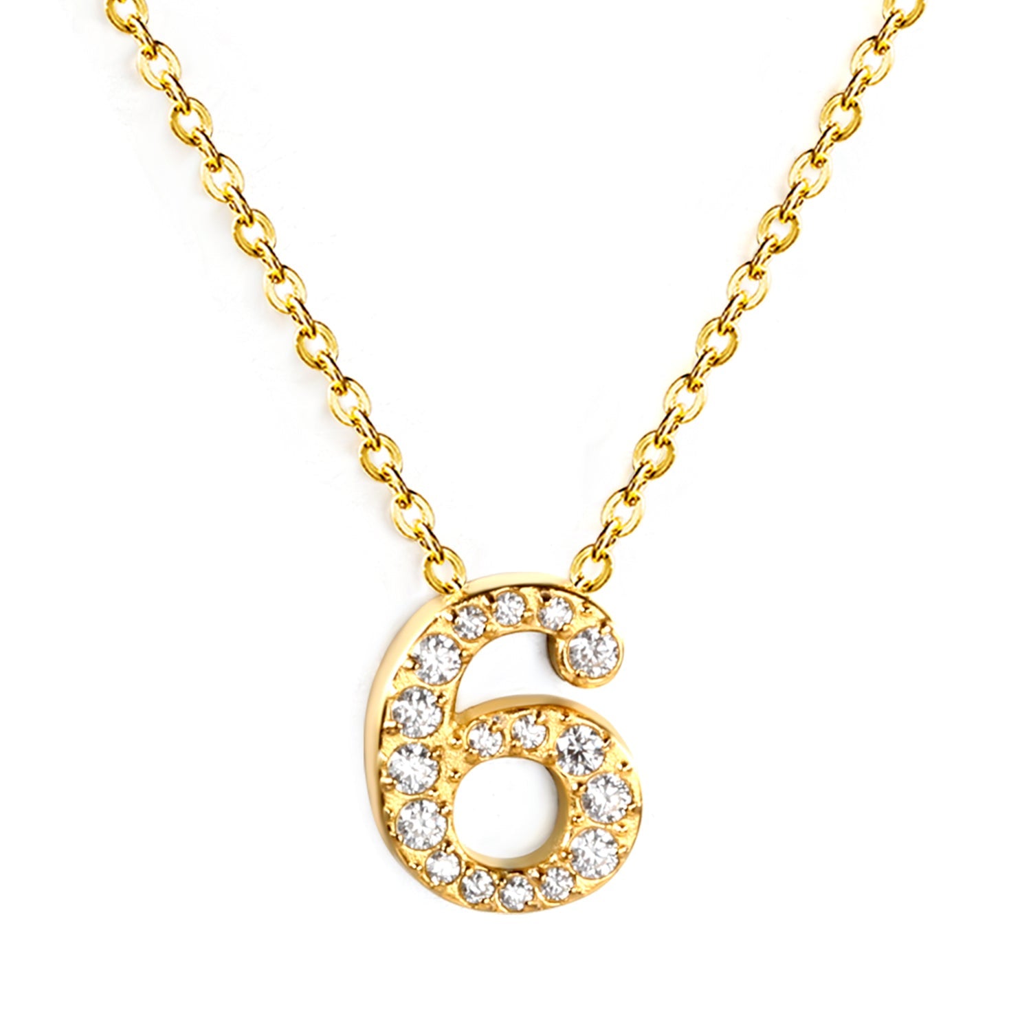 1-9 Arabic Numerals with White Diamonds Pendant Necklace 41+5cm asonjewelry