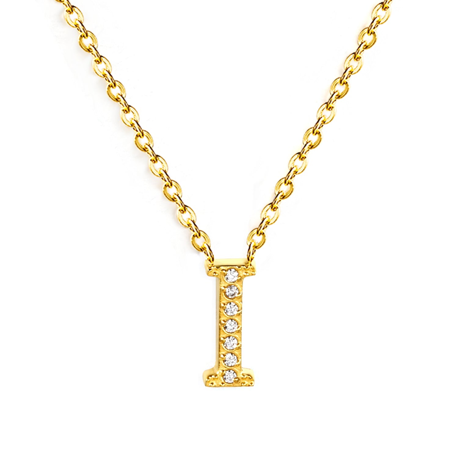 A-Z monogrammed pendant necklace with white diamonds 41+5cm asonjewelry