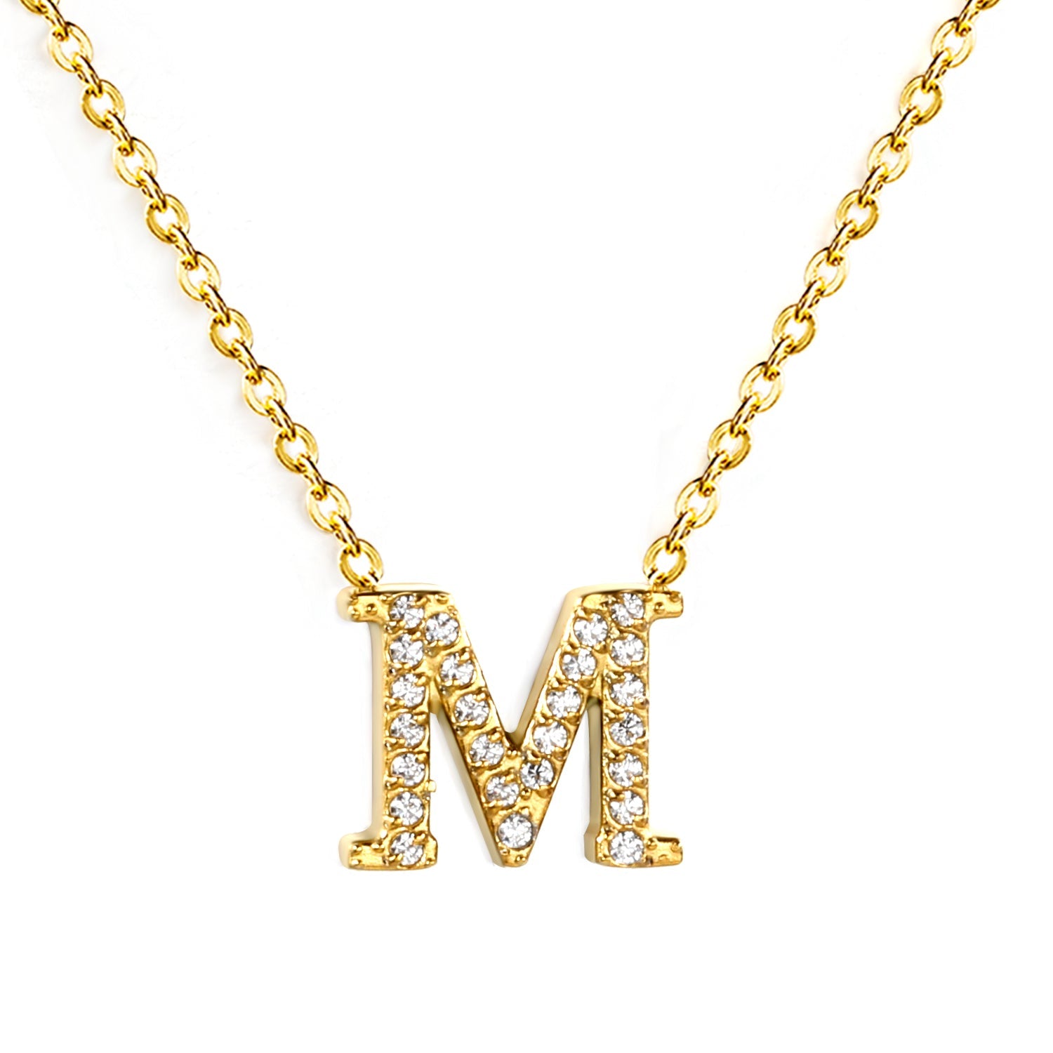 A-Z monogrammed pendant necklace with white diamonds 41+5cm asonjewelry