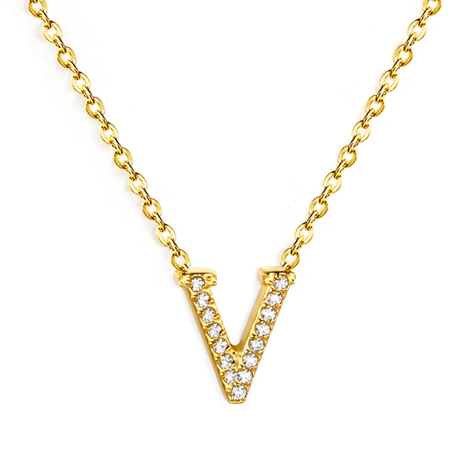 A-Z monogrammed pendant necklace with white diamonds 41+5cm asonjewelry