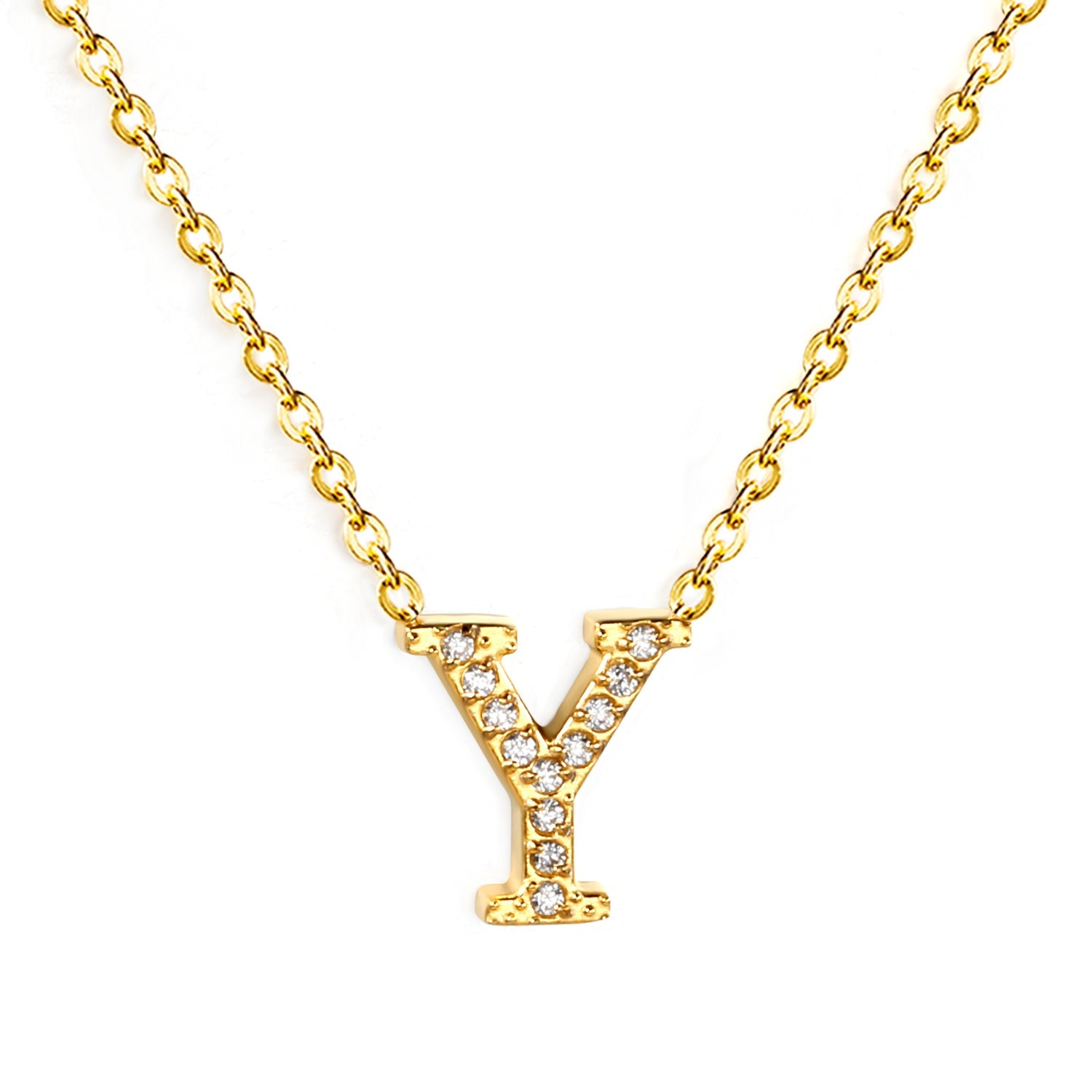 A-Z monogrammed pendant necklace with white diamonds 41+5cm asonjewelry
