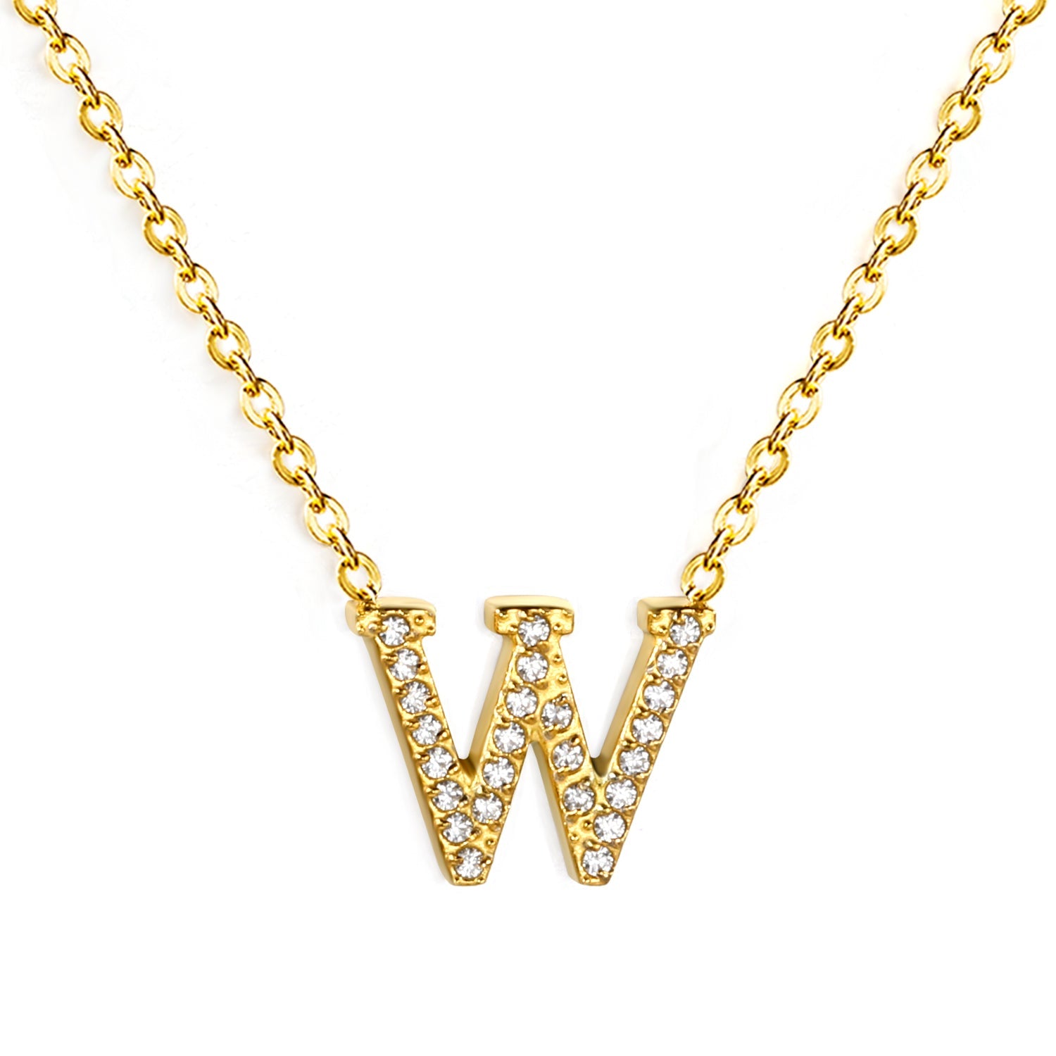 A-Z monogrammed pendant necklace with white diamonds 41+5cm asonjewelry