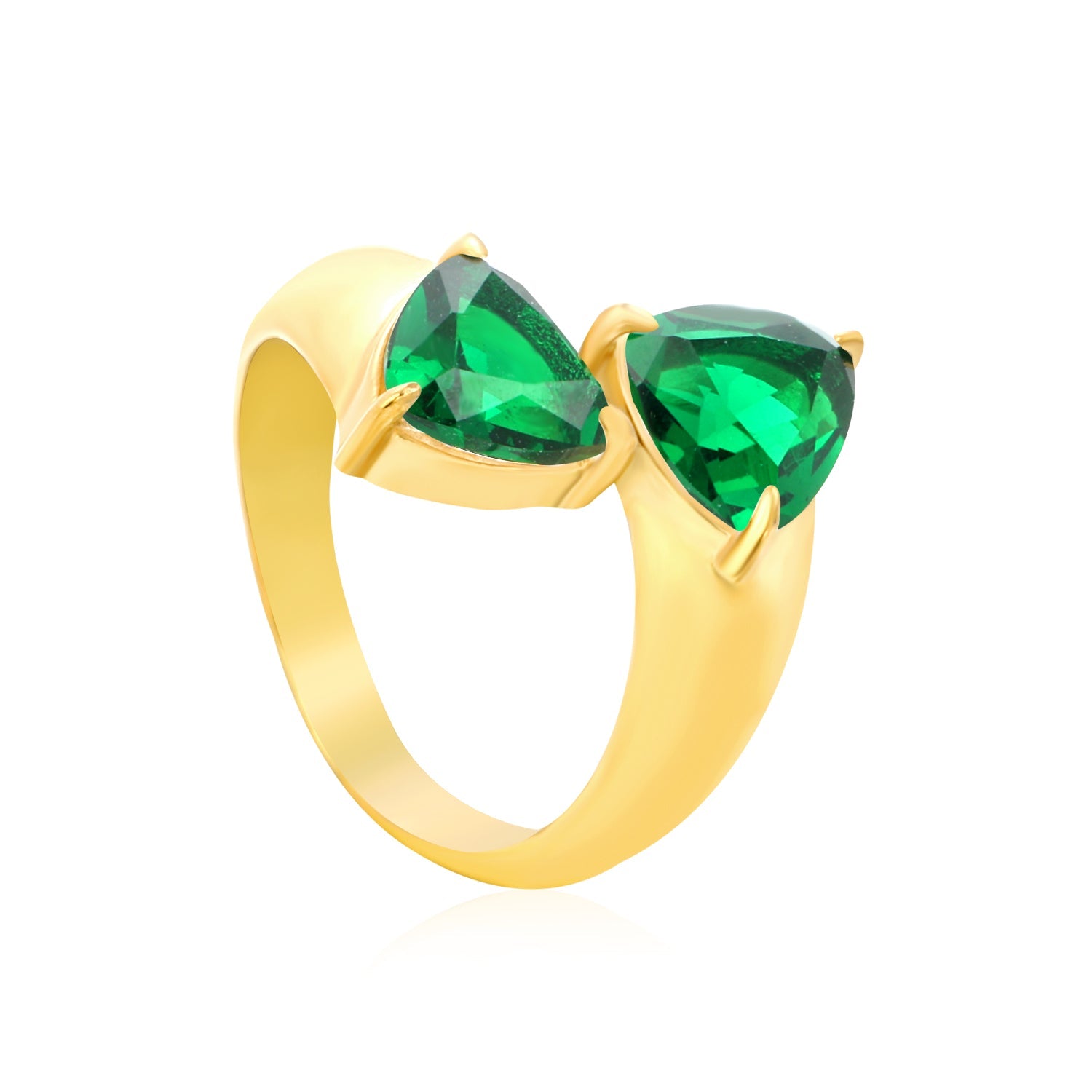 Wholesale 18K Gold Plated Double Gemstone Cocktail Ring Hypoallergenic asonjewelry