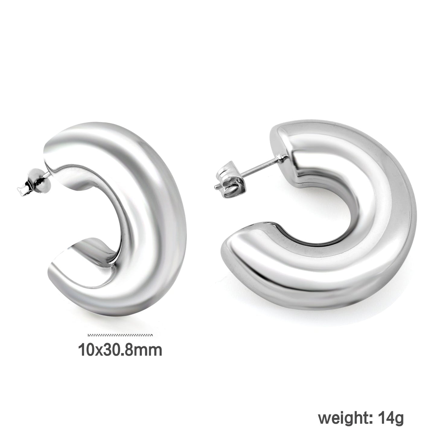 10*30.8mm stud earrings steel color asonjewelry