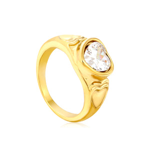 Wholesale 18K Gold Plated Solitaire Diamond & Emerald Ring Set Hypoallergenic