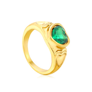 Wholesale 18K Gold Plated Solitaire Diamond & Emerald Ring Set Hypoallergenic
