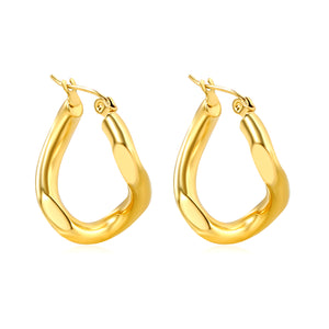3.5*22mm Twisted Wire Double Sided Angled Earrings Gold color