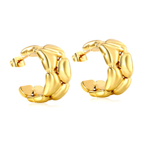 12.5*22.2mm C-shaped stud earrings gold color