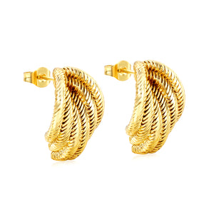 13.5*21mm 6 lines twisted earrings gold color