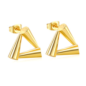 16.8*15.5mm ball and stick triangle earrings gold color