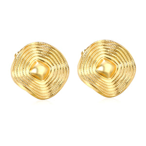 21*21mm square wave piece stud earrings in gold