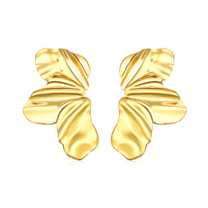 24*45mm Tri-blade (left and right) stud earrings Gold color