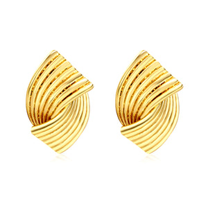 17*25.7mm Double Piece Curved Earrings Gold color